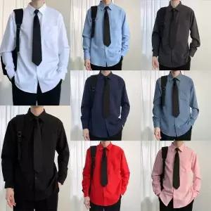 팔레트 각카라 포켓 남자 긴팔 셔츠 넥타이 세트