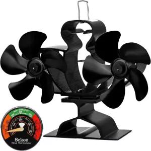 Sckee 10 블레이드 우드 스토브 팬 듀얼 모터 벽난로 열 구동 통나무 버너 버닝 액세서리 실내용 전기 사용