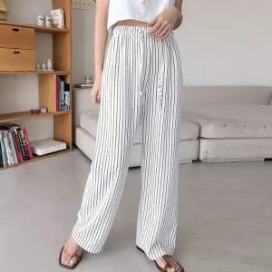 여성 스트라이프 와이드 일자 밴딩 통바지 츄리닝 트레이닝 팬츠 단가라 -WPN0365- 봄 여름