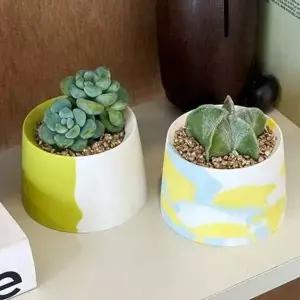 [골드스마일]모던 다육 화분 수제 도자기 화분 인테리어 가드닝 작은 세트