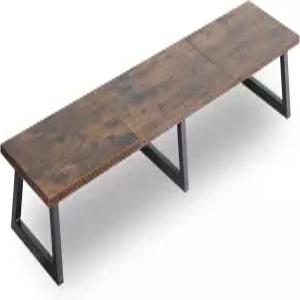 TEAMIX 42인치 대형 [듀얼] [모니터] [라이저] 러스틱 브라운 엑스트라 롱 TV [스탠드 우드 스틸 데스크톱