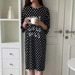 빅사이즈 306 땡땡이걸스루즈원피스 DNOP557