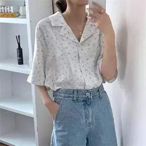 빅사이즈 206 꽃카라반팔블라우스 DYPG973