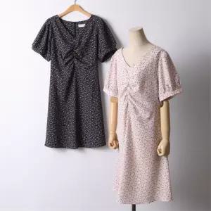 빅사이즈 206 주름플라워V넥원피스 DCHI759