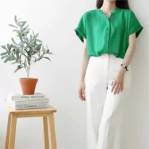 빅사이즈 208 차이나카라컬러블라우스 DBNK196