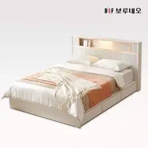 [보루네오하우스]앳홈 크레마 템바보드 서랍수납 침대 프레임 Q/K (패널,매트 미포함)