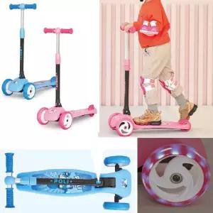 접이식 LED 로보카 폴리 엠버 어린이 킥보드 추천 초등킥보드 간편접이식 야간안전 폴딩