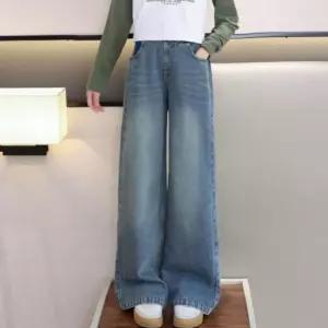 기모 롱 와이드 통 주니어 겨울 데님 팬츠 청바지