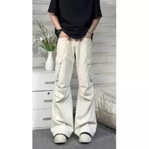 남자부츠컷팬츠 캐주얼 롱 카고 남성용 포켓 바지 나팔바지 연예인 나팔 빈티지 슬림핏