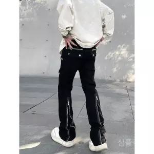 남자부츠컷팬츠 나팔 남자 바지 카고 트임 캐주얼 팬츠 블랙 나팔바지 포켓 빈티지