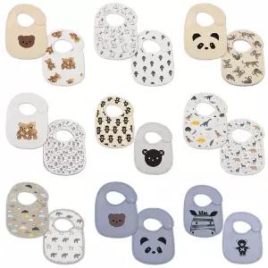 [보리보리/조이멀티]동물친구들 유아 아기 면턱받이 2장 1세트 204962