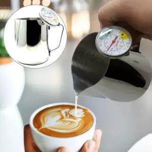 온도계형 스팀피쳐 라운드 600ml 밀크피쳐 저그 라떼 피처 내부눈금 손잡이 바리스타