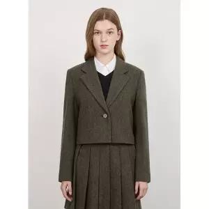 갤러리아 [시스티나] 울 헤링본 싱글 크롭 자켓_AWWJKO41710