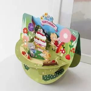 입체 팝업 카드 생일파티 2P 축하 감사 생일 초대장 (WFHEUYW)