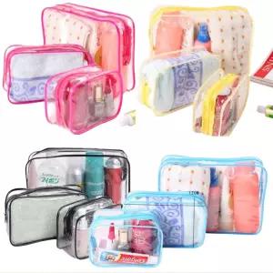 PVC 투명 방수 파우치 화장품 립스틱 여행 어린이집 속옷 수영가방 2개