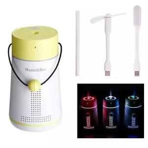 충전용 4in1 캠핑용가습기 무드가습기 USB포트 선풍기 5핀 (WFJXDGD)