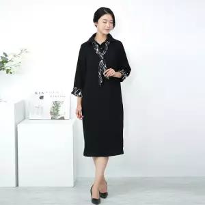 엄마옷 배색타이 카라원피스 1GHJ23888 중년여성 마담 60 70대  빅사이즈 할머니