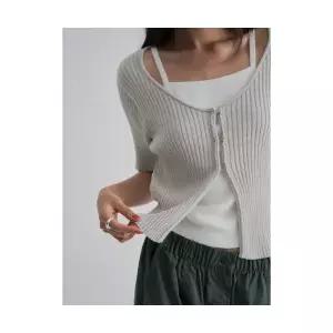 [국내매장정품] 에잇세컨즈 8SECONDS 레이어드 반소매 가디건 카디건 라이트 그레이 32585ALY12 176137