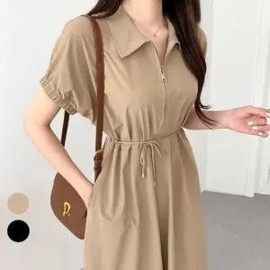 퍼프소매 플레어원피스 청치마 면원피스 여성치마 하객원피스 여름원피스