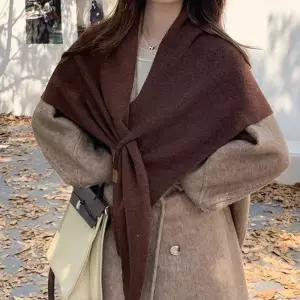 솔리드 니트 케이프 간편착용 삼각 어깨 숄 머플러