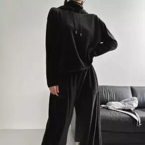 [다잇템] 여자 언발 티셔츠 부드러운 골덴후드 츄리링바지 고무줄 세트