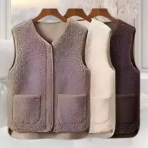 양털 할머니 털 뽀글이 여성 조끼 조끼 패션 겨울 뽀글이 양털 여성