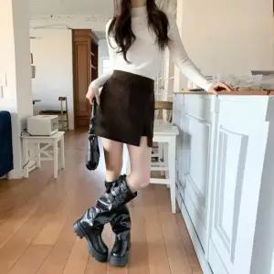 여성 겨울 골덴 트임 미니 스커트바지