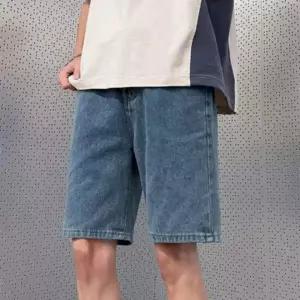 남성용 경량 루즈핏 5부 데님 캐주얼 반바지 여름 팬츠
