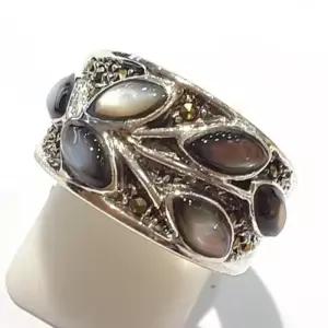 [블루케이] AA급 얼룩자개 원석 반지 210710-02n