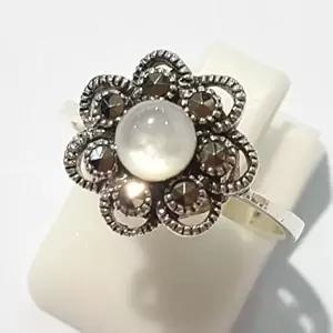 [셀러허브 패션][블루케이] A급꽃미니 화이트자개 원석반지210704-16n