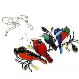 장식 EJX540F5 4마리 새 벽걸이 아크릴 빈티지