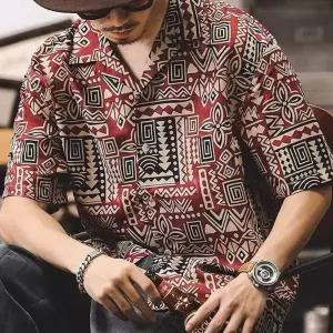 남자 캐추얼 하와이안셔츠 남방 페이즐리 반팔 커플 플로럴