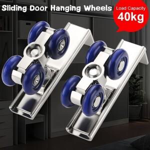 2개/대 4 바퀴 슬라이딩 도어 롤러 하드웨어 도르래 옷장 나무 문 걸이레일 트랙