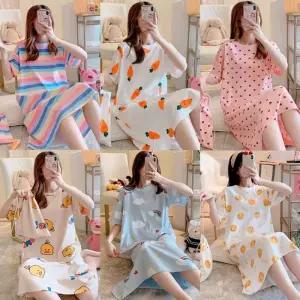 [룽스]롱원피스잠옷 반팔 잠옷 면 파자마 임산부 홈웨어