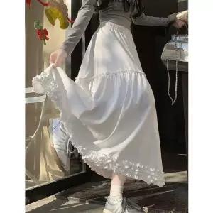 여성 프릴 플레어 롱스커트 미스아미 밴딩 A라인 밴딩스커트