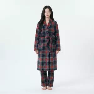 여자 편안한 집콕 데일리 체크 홈웨어 로브 파자마