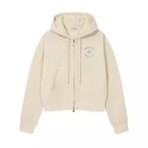 와키윌리 WACKY WILLY 우먼스 벨벳 코듀로이 크롭 후드집업 크림 203049