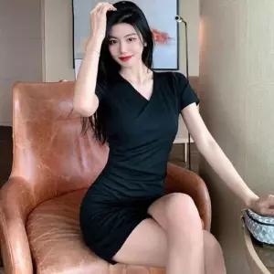 하객드레스 짧은원피스 올블랙원피스 파티원피스 WFLQAO3