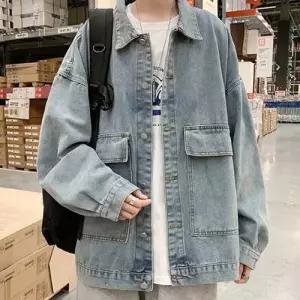 루즈핏 청자켓 남자 데님 간절기 아우터 재킷 포켓 WFLQ8HS