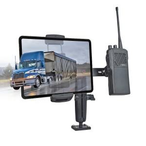 차량용 태블릿 거치대 헤비 듀티 드릴 베이스 마운트, 클램프 및 cb무전기 숄더 스피커 마이크 트럭용 벽