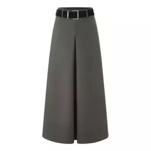 [하프클럽/미니멈 에브리데이]모던 핀턱 포인트 벨티드 플레어 롱 스커트 (E