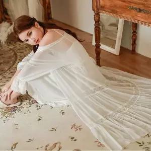 [하프클럽/]여성 4컬러 아프로디테 실크 레이스 여신잠옷 원피스