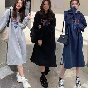 [하프클럽/셀러허브_여성트랜드패션]겨울원피스 후드원피스 프린팅 기모