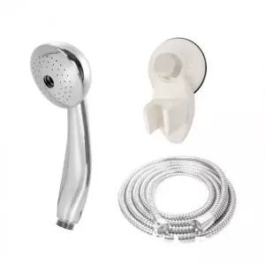 ( )올크롬 샤워기 중 메탈호스 B세트 1.5m 욕실 샤워헤드 호스 교체 거치대 걸이 샤워줄 절수 고압 행거 부