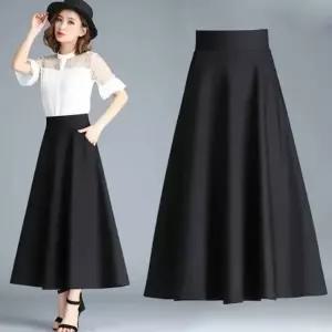 여성 A라인 포켓 허리밴딩 스커트 URK273 롱 A라인 여성 스커트 밴딩 여성 롱스커트 치마 치마 플 겨울 데