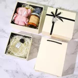 선물 포장 박스 + 쇼핑백 종이완충제 세트 기념일 케이스 종이지 완중제 포장재 패키지 용박스 리본상자 포