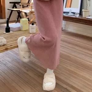 여성 신축성 좋은 뒷트임 H라인 골지 데일리 스커트 롱스커트 니트 주름 밴딩 치마 플리츠