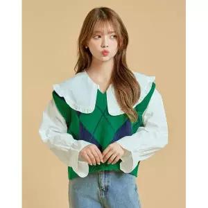 [하프클럽/반에이크]폴레 아가일 베스트_OB18VTME05Z