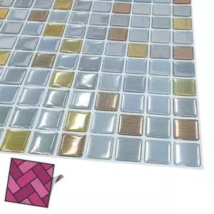 고품질 B월타일스티커 240 실버골드메탈 바둑판 데코타일 타일스...