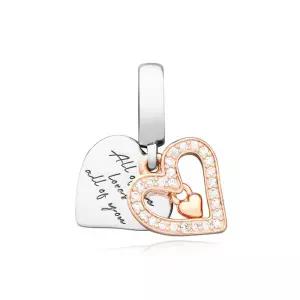 [판도라]788693C01 로즈 스파클링프리핸드 하트댕글참